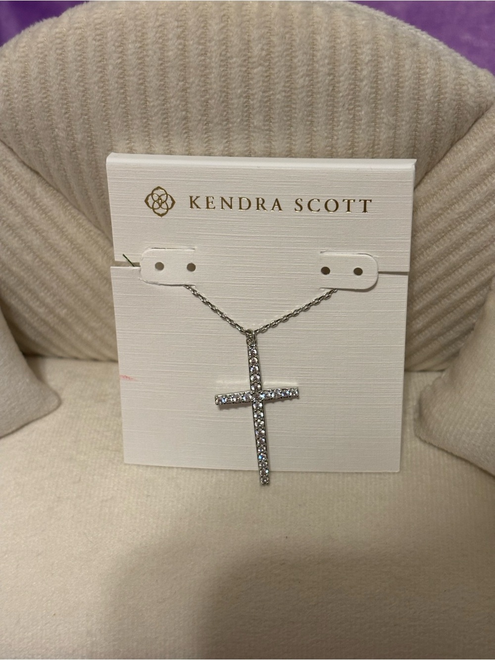 Kendra Scott Silver Crystal Cross Necklace